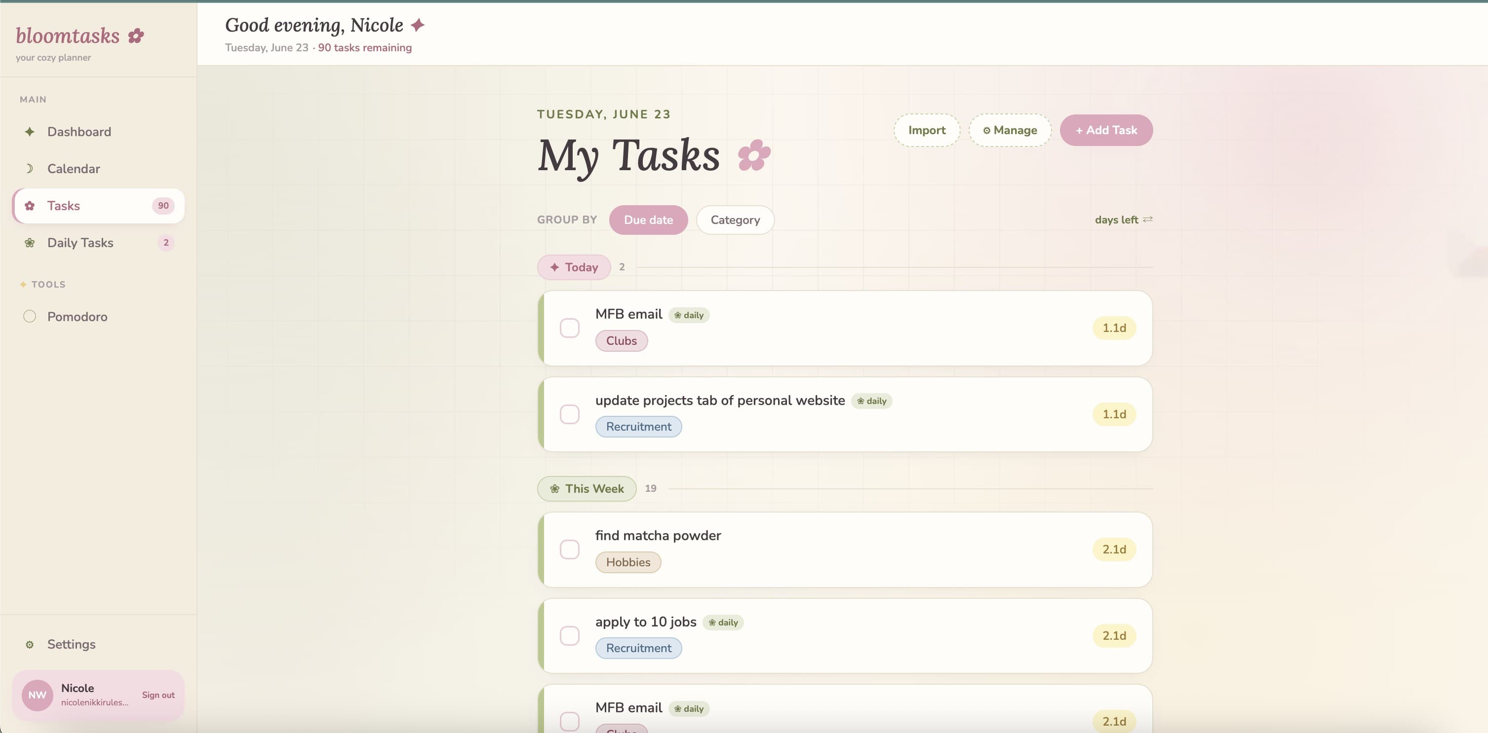Bloomtasks screenshot 3